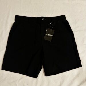 Men’s NWT Libin Shorts Size 34 Black Flat Front Pockets UPF 50 Water Resistant